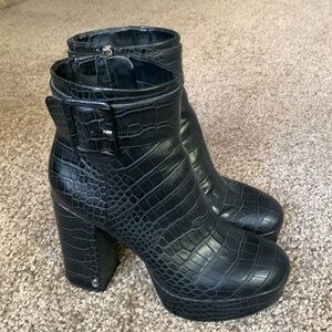 Black crocodile Circus by Sam Edelman platform ankle boots